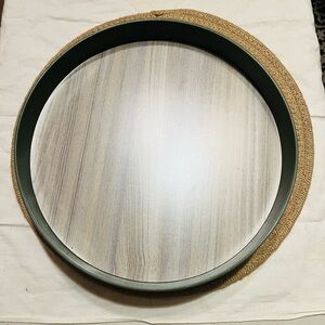 Round Decorative Tray with Green Rim
